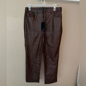 NEW RW&co Faux Leather Brown Pants